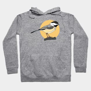 Black Capped Chickadee on Yellow Hoodie